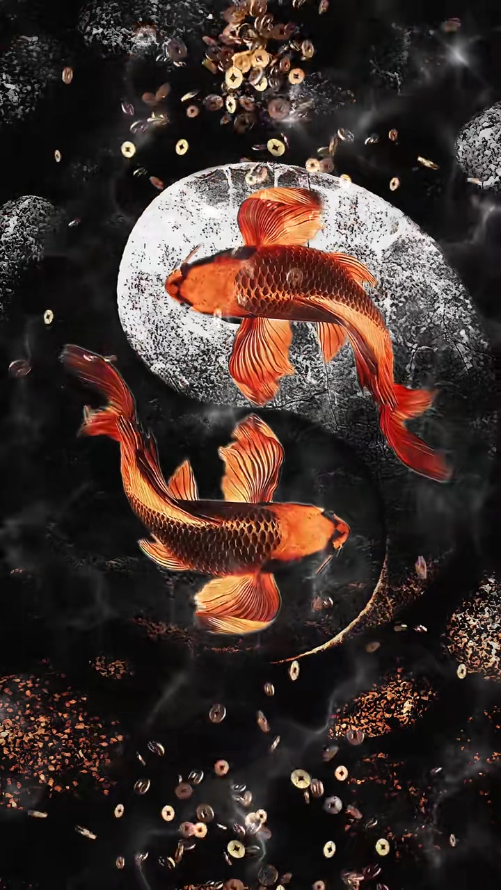 水为财,鱼为灵,锦鲤乃瑞祥之兆,2022富贵漫天,财运亨通,换这个壁纸试