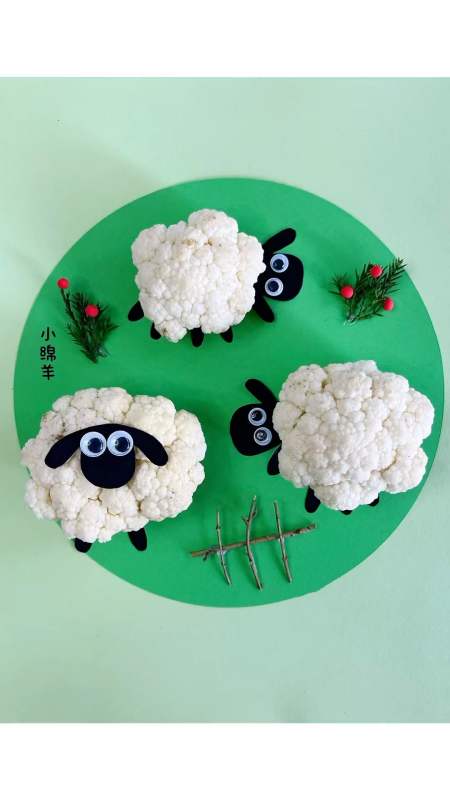 坏了的花菜不要扔,来做有趣的小绵羊吧#亲子手工 #幼儿手工#-度小视