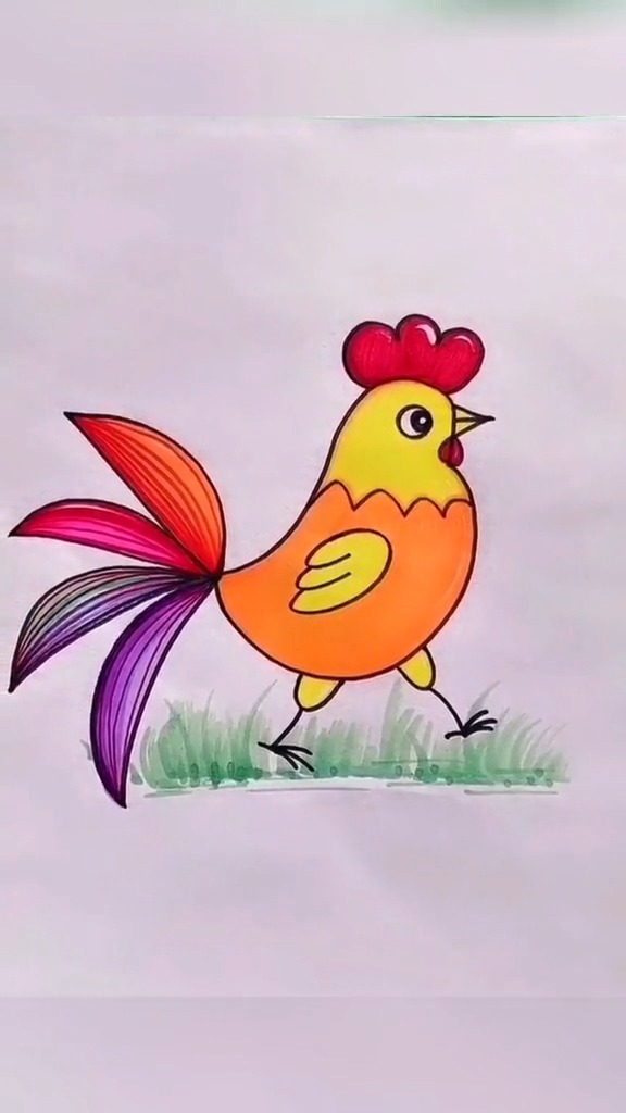 公鸡的简笔画彩色图片