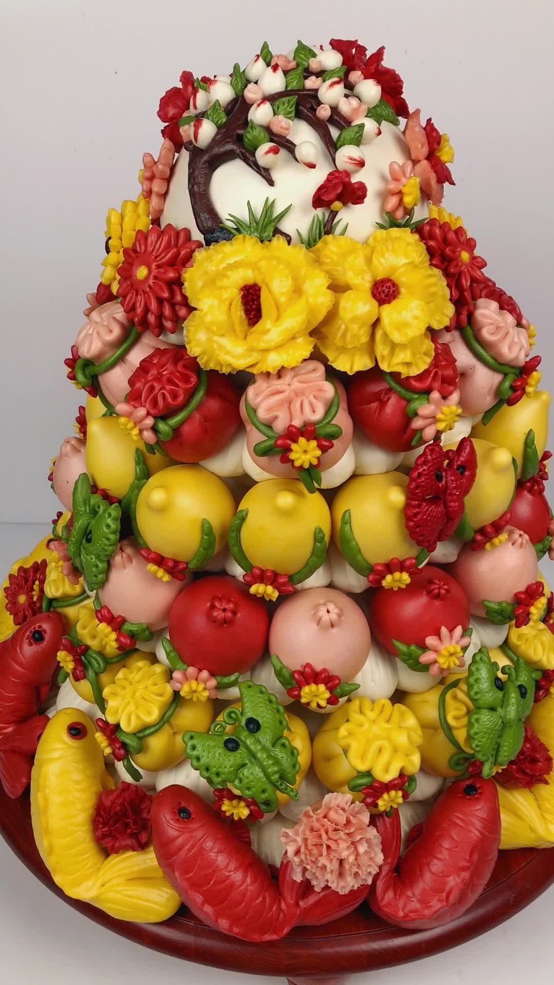 巨大款中式蒸蛋糕胶东花馍传承非遗文化弘扬传统美德