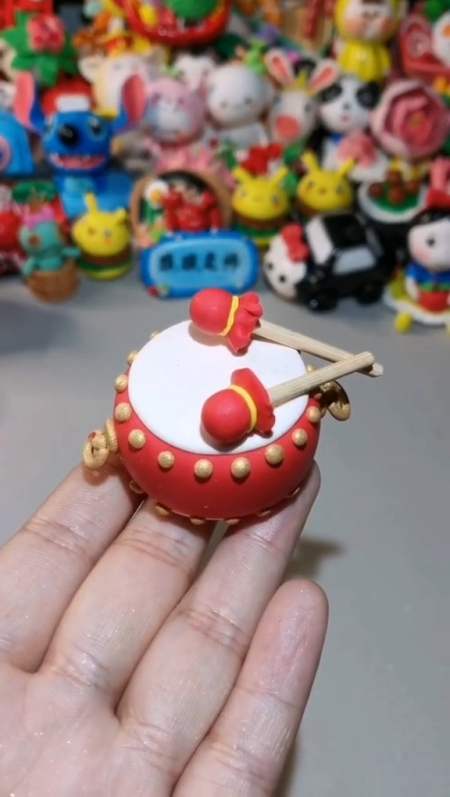 手工制作#今天用粘土捏乐器鼓,你们学会了吗-全民小视频