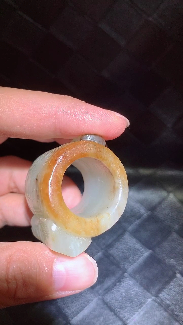 高古玉和田玉#高古和田玉兽面蝉纹扳指