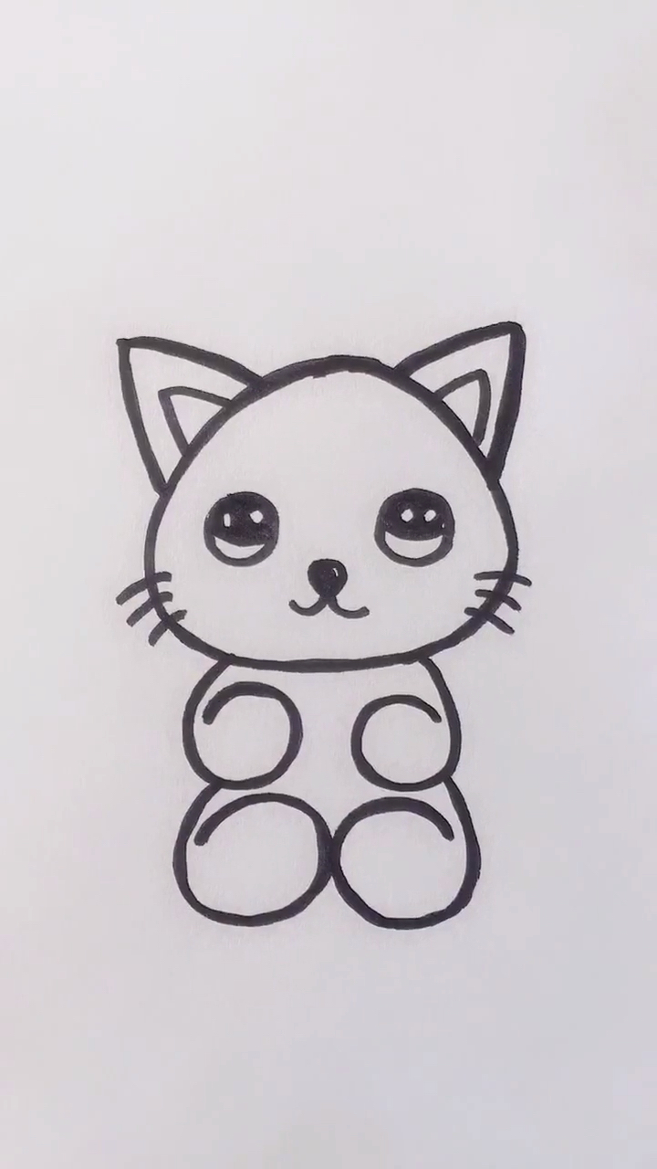 超简单的小猫绘画图片