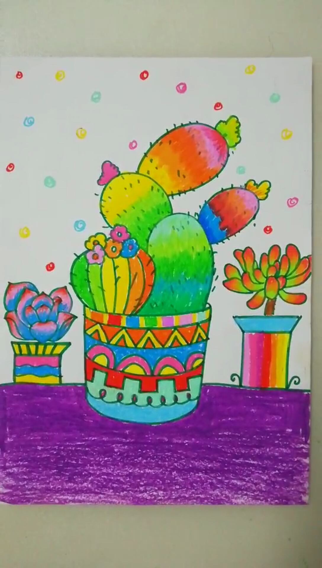 我要上热门#油画棒仙人掌