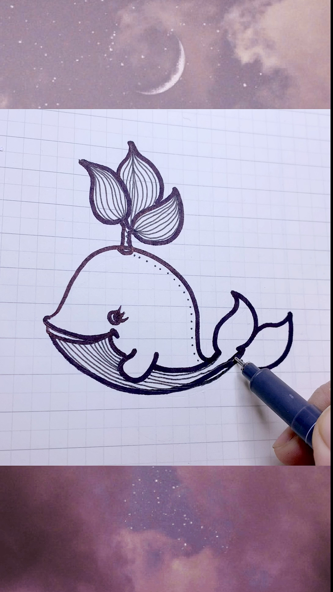 绘画#简单的鲸鱼画法,跟着学就会画哦!