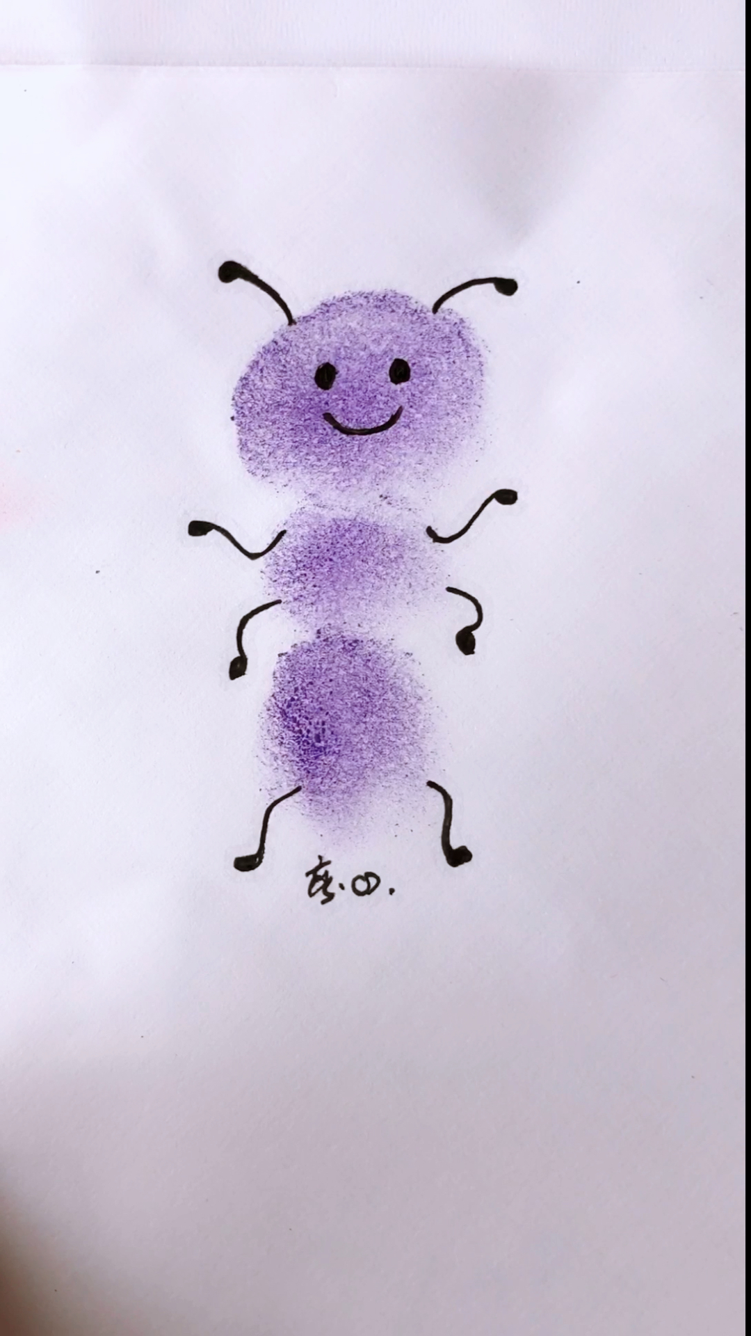 简笔画##幼儿手指画#紫色小蚂蚁.