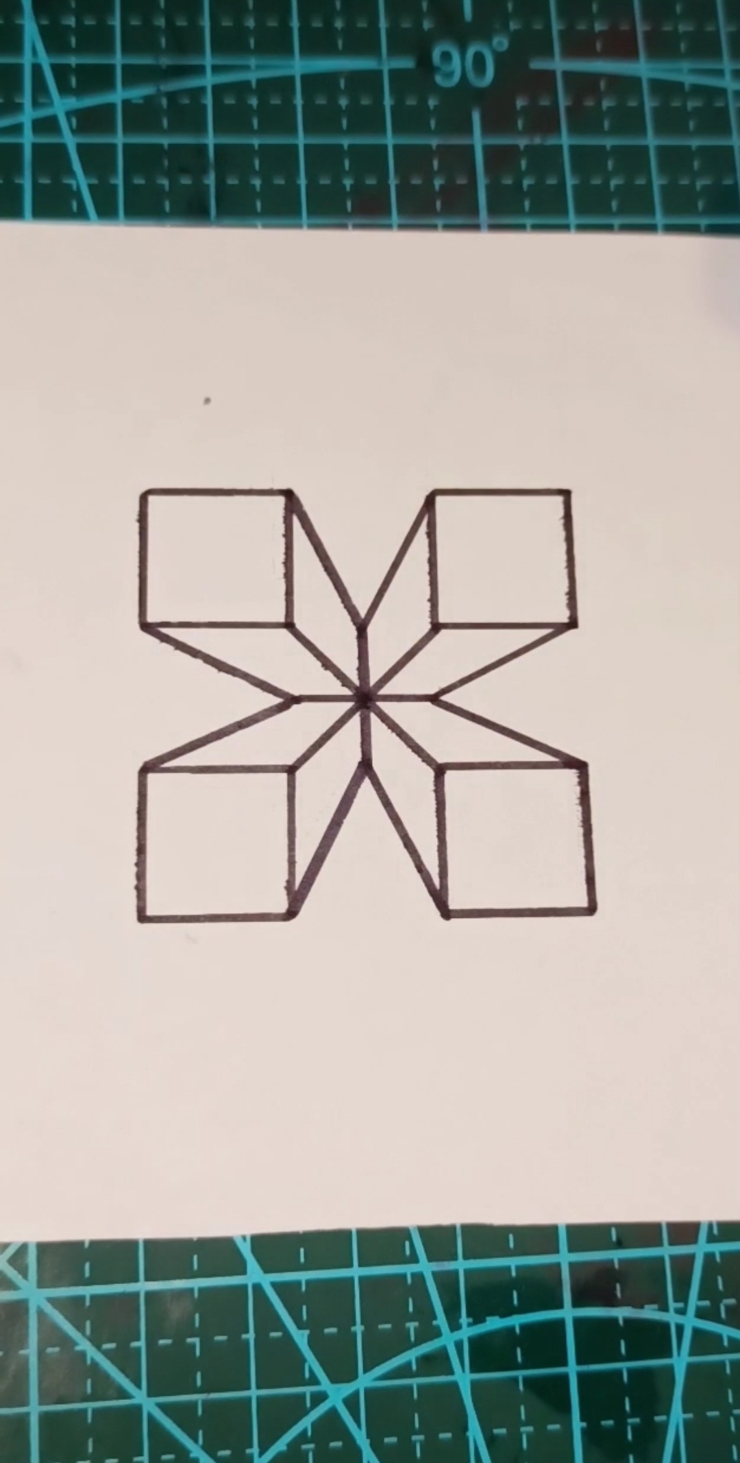 创意简笔画#四个正方形画立体,你也试试,很简单哦⊙66⊙!-度小视