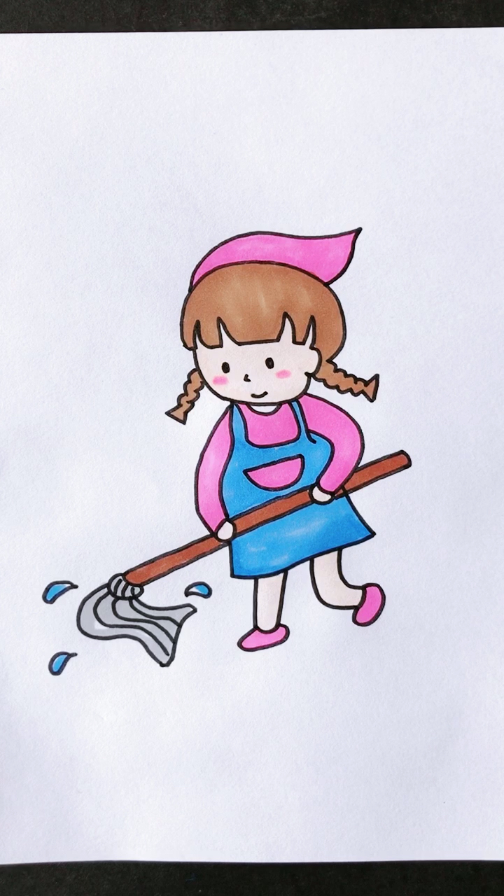 简单画#爱劳动的小女孩
