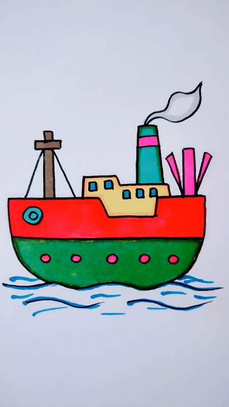 幼儿简笔画,教宝宝画轮船!