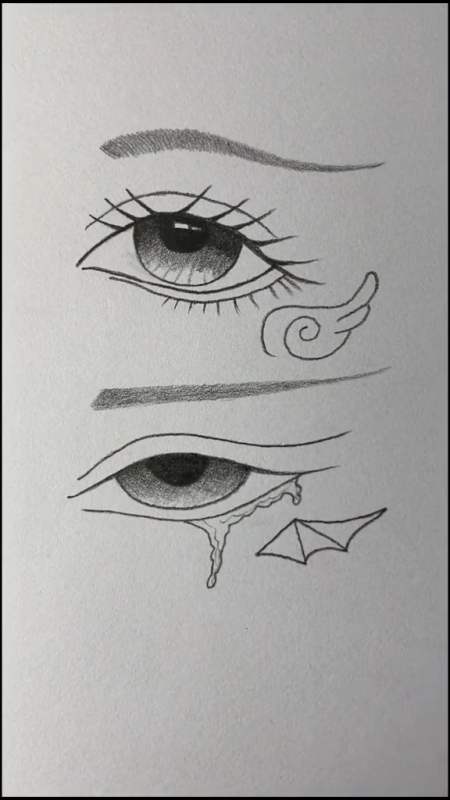 简笔画天使的眼睛与恶魔的眼睛