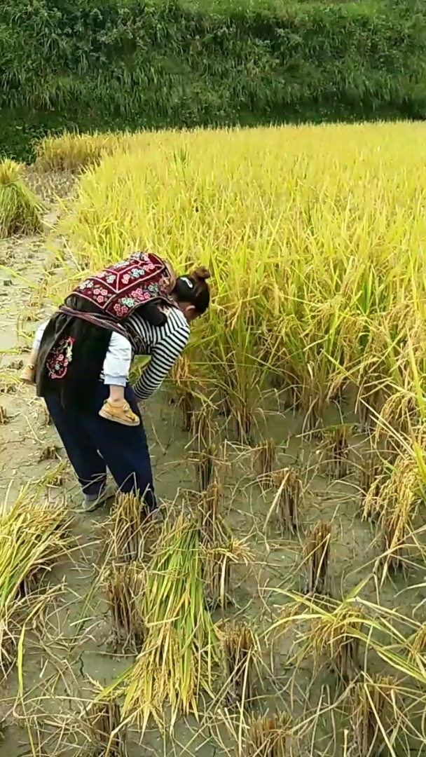 背着孩子的女人图片