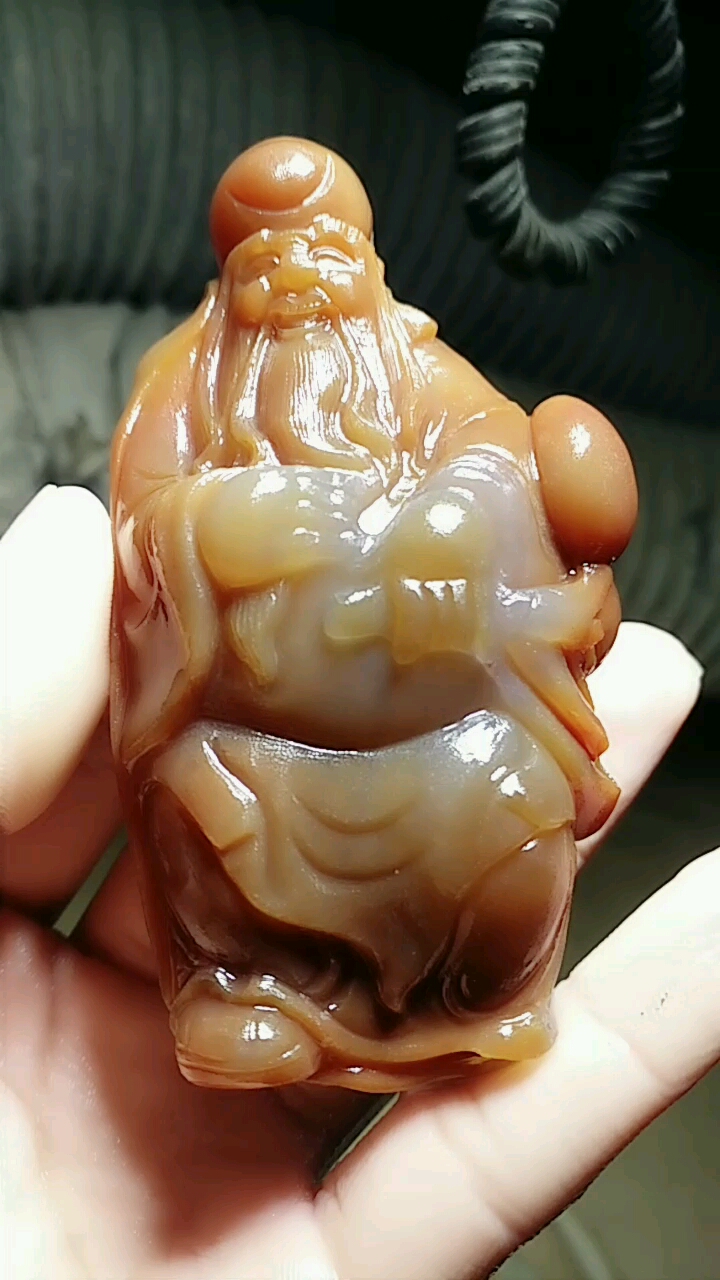 巴西玛瑙寿星公 手把玩件