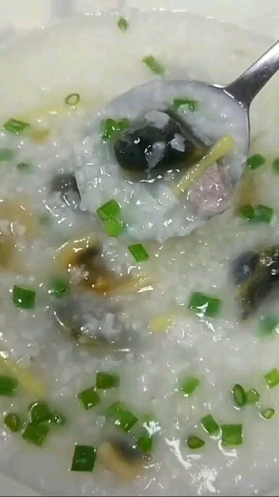 成品出来了,皮蛋瘦肉粥,非常好喝,非常香,非常简单