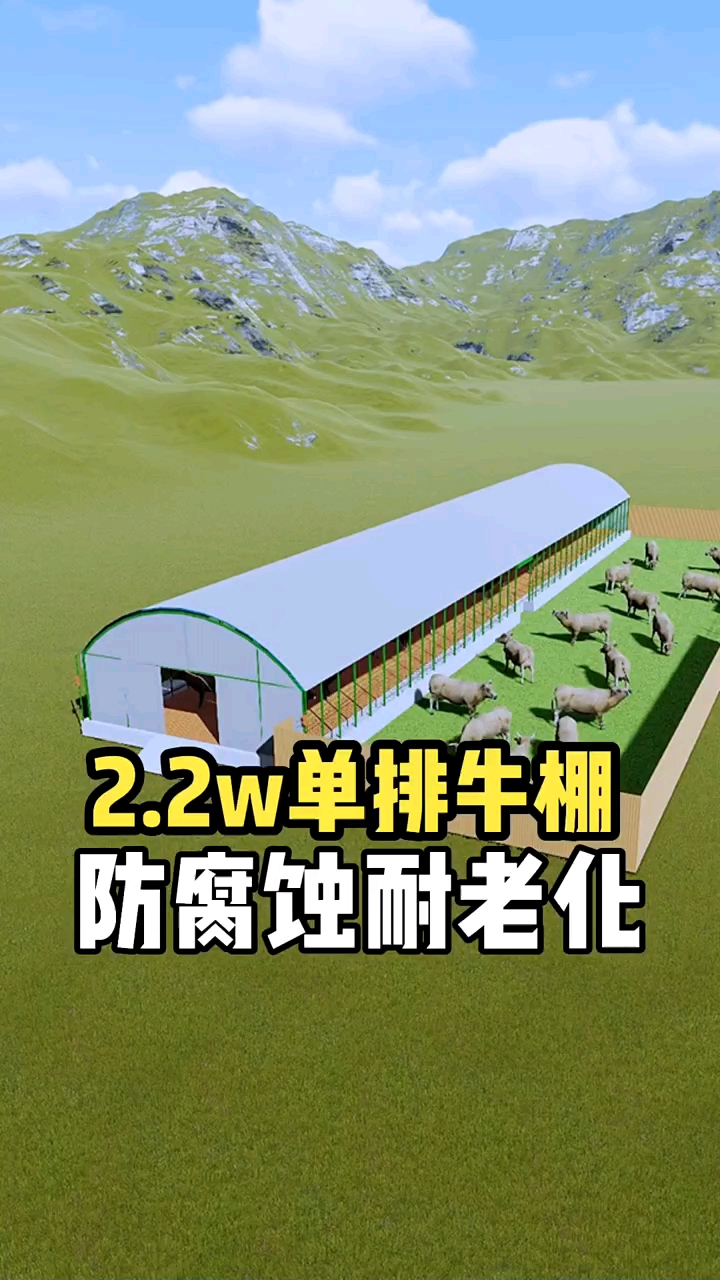 養牛大棚8米寬30米長小型養牛大棚整體結構介紹整棟牛棚造價22w包工包