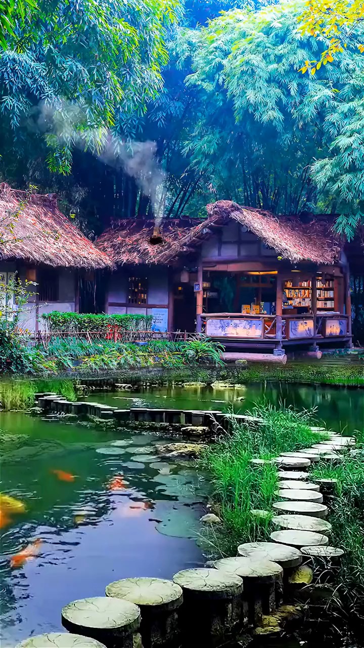 寻一处清净远离红尘喧嚣择一乡终老看炊烟袅袅约两三好友池塘边闲谈