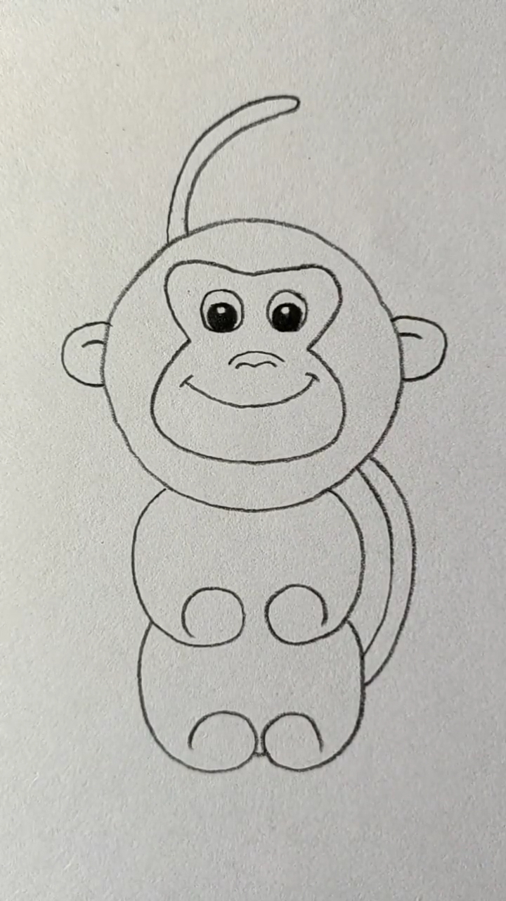 用四个6画微笑的小猴子,简单又可爱.
