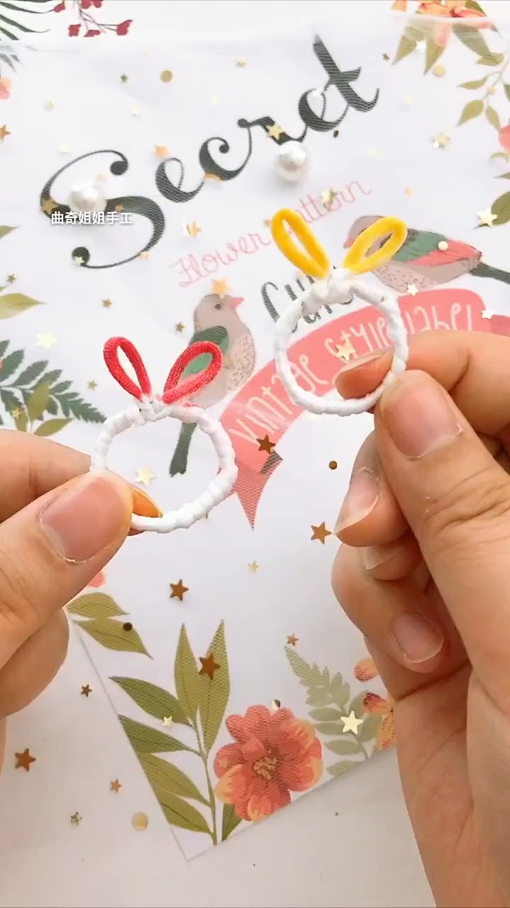 口罩绳子再利用,做个可爱兔耳朵戒指-度小视