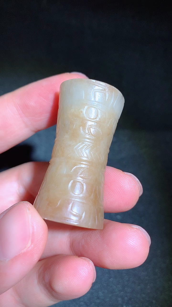 高古玉和田玉#精品高古和田玉兽面纹勒子