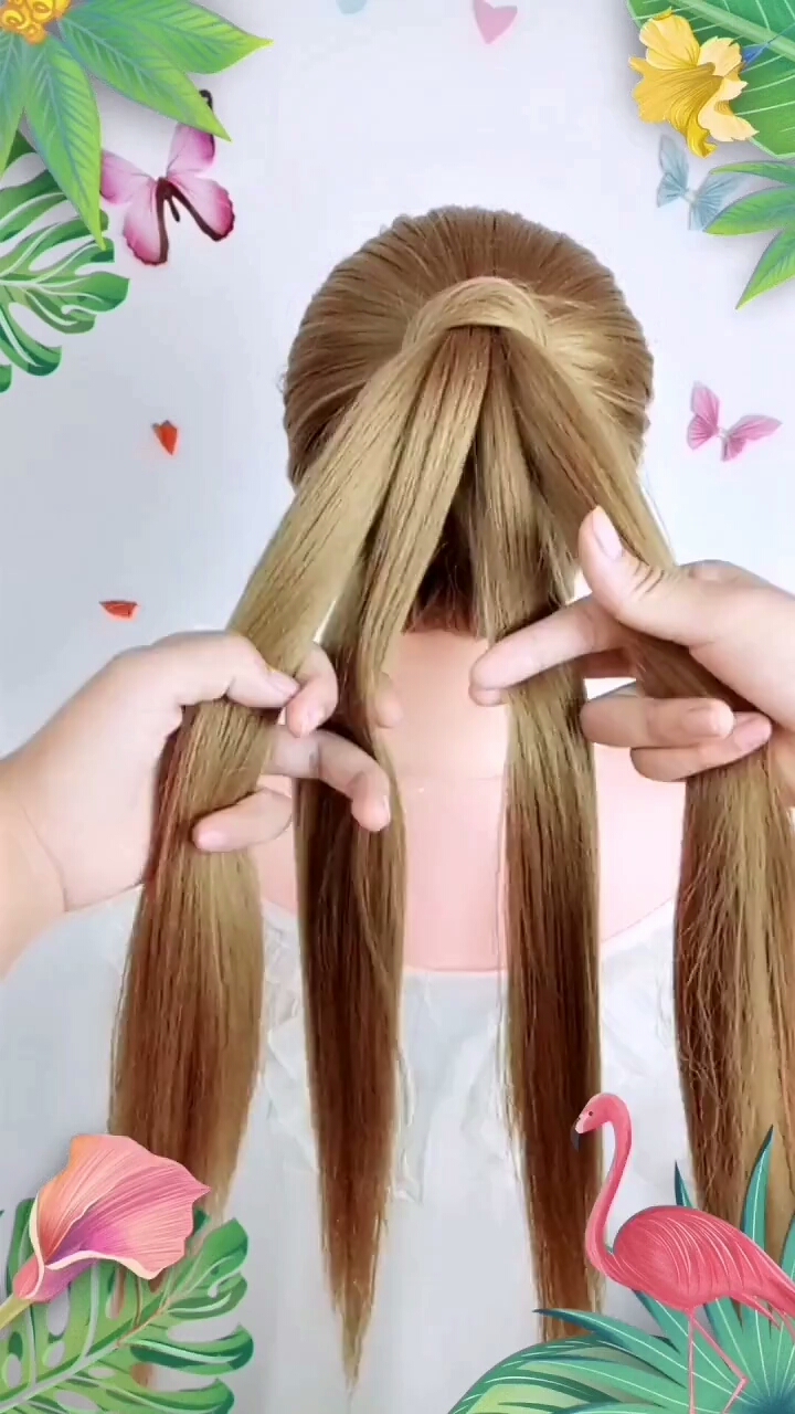 郊游踏青#四股辫的高马尾时尚个性