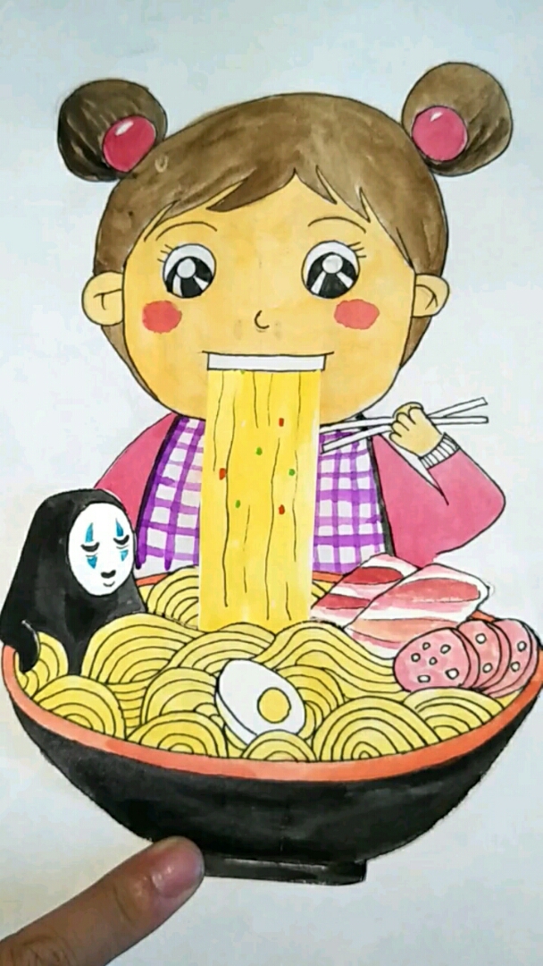《吃碗面吧!》工具:硬纸,颜料,剪刀!