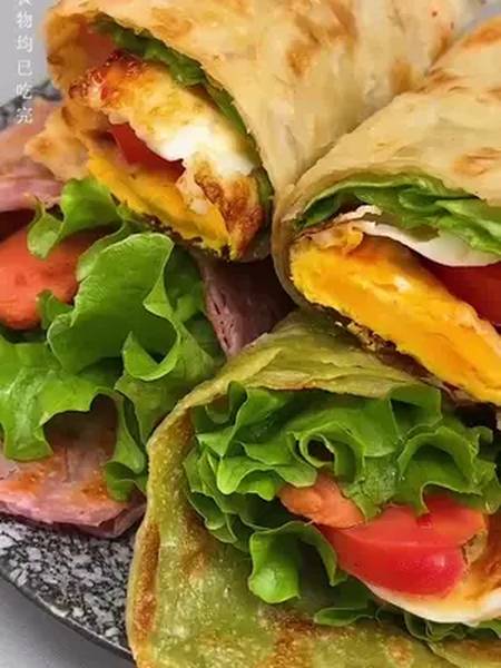 彩色手抓饼菠菜原味紫薯3种口味的手抓饼大家早餐都吃了吗美食趣味