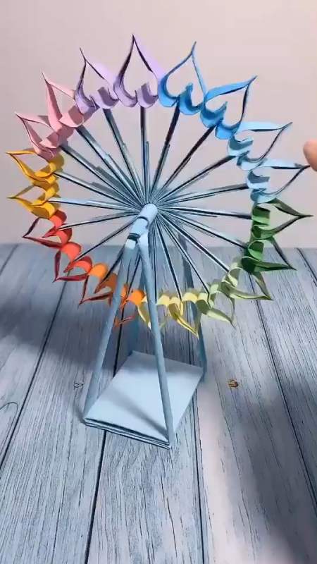 折纸教程|简单的折纸摩天轮,没有人陪你做摩天轮,我陪你-全民小视频