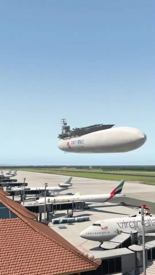 飞艇航母,头重脚轻,很容易翻才对,模拟