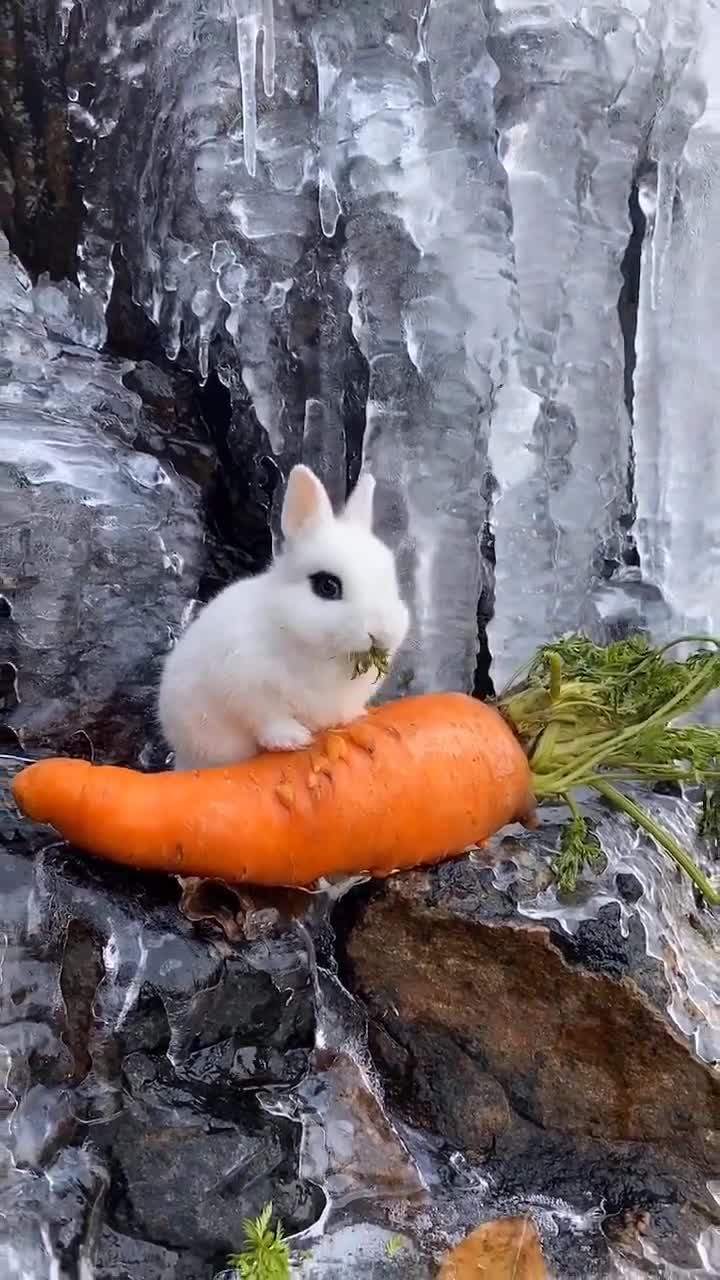 小白兔在冰天雪地吃萝卜不冷吗