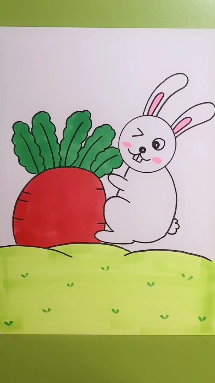 画画原来如此简单#小兔子拔萝卜