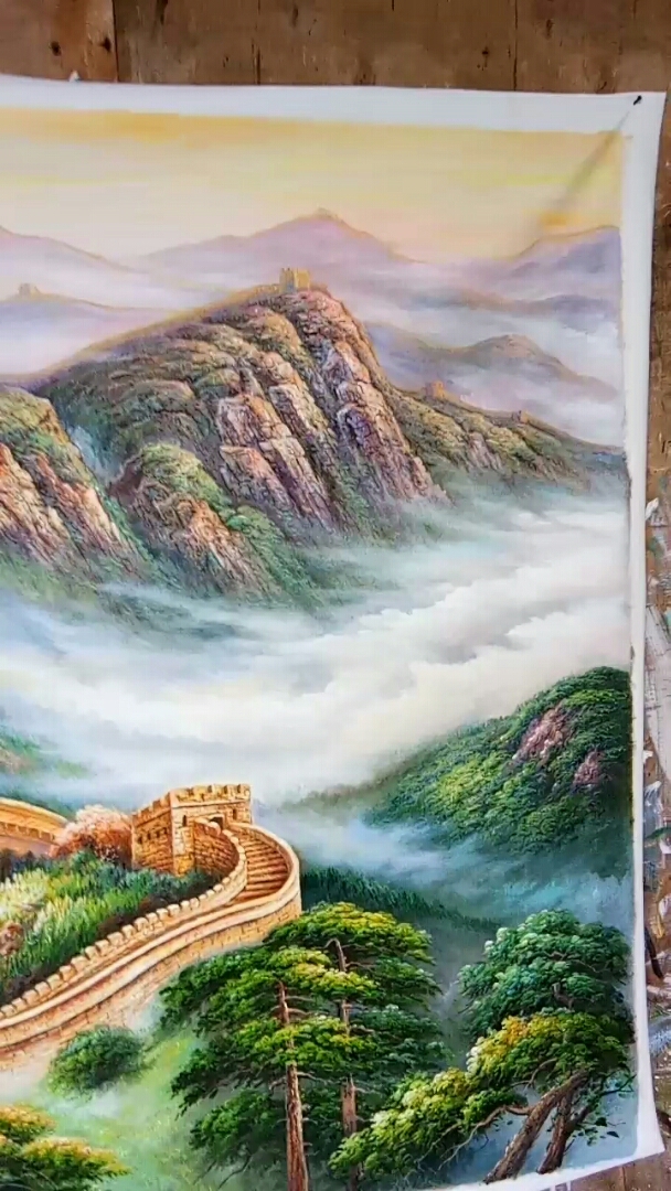 纯手绘油画百年不褪色的万里长城