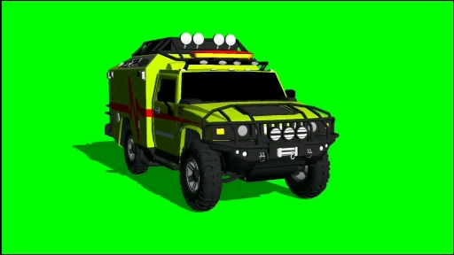 嫩绿越野车绿幕特效视频素材