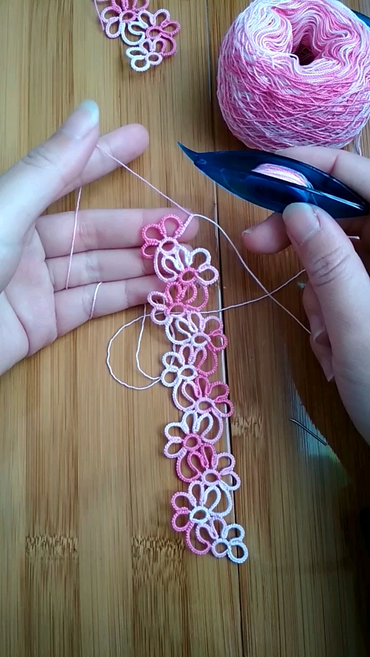 梭编蕾丝手链,想学就告诉我呦