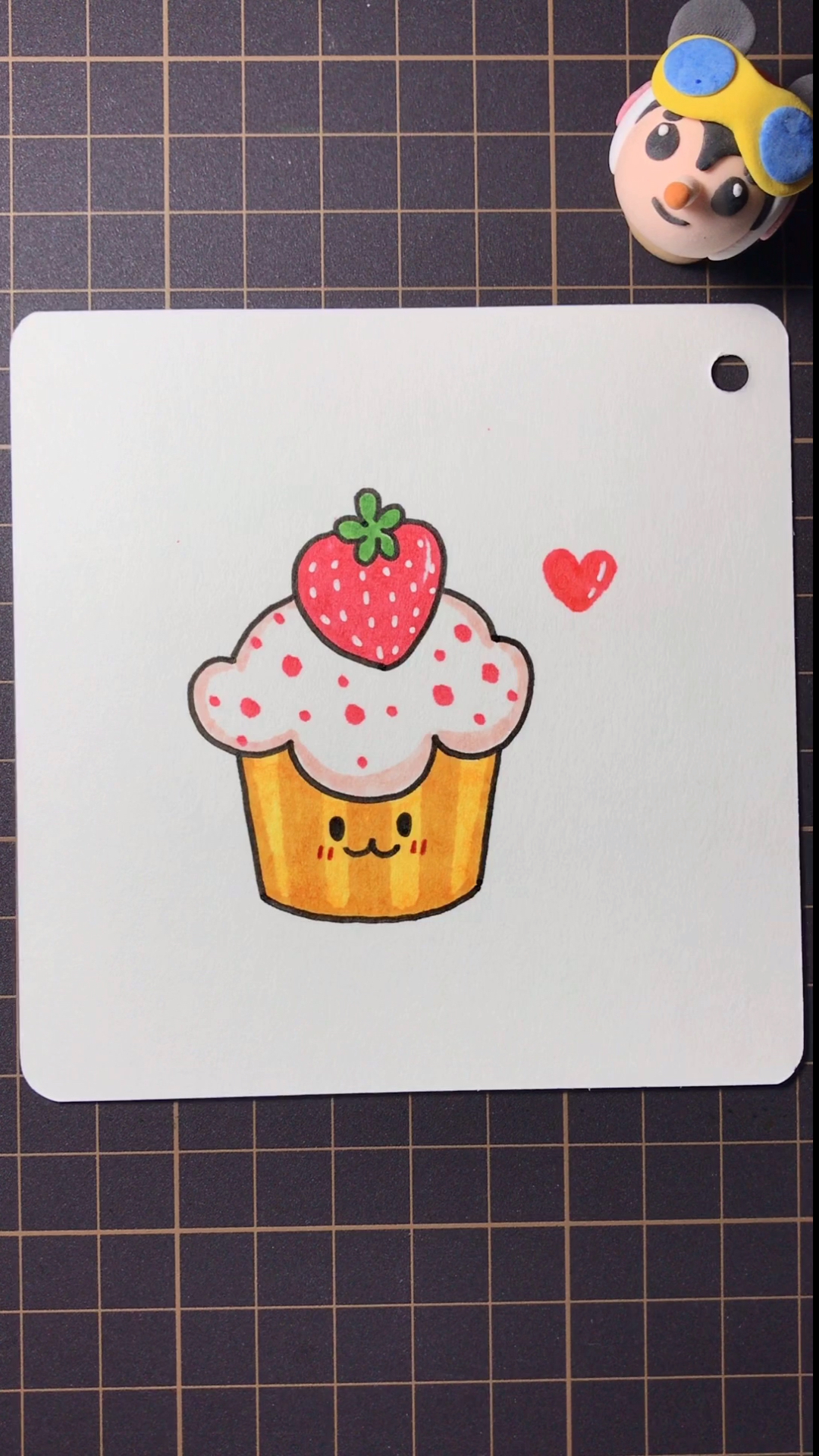 画画原来如此简单#美味又可爱的草莓蛋糕简笔画