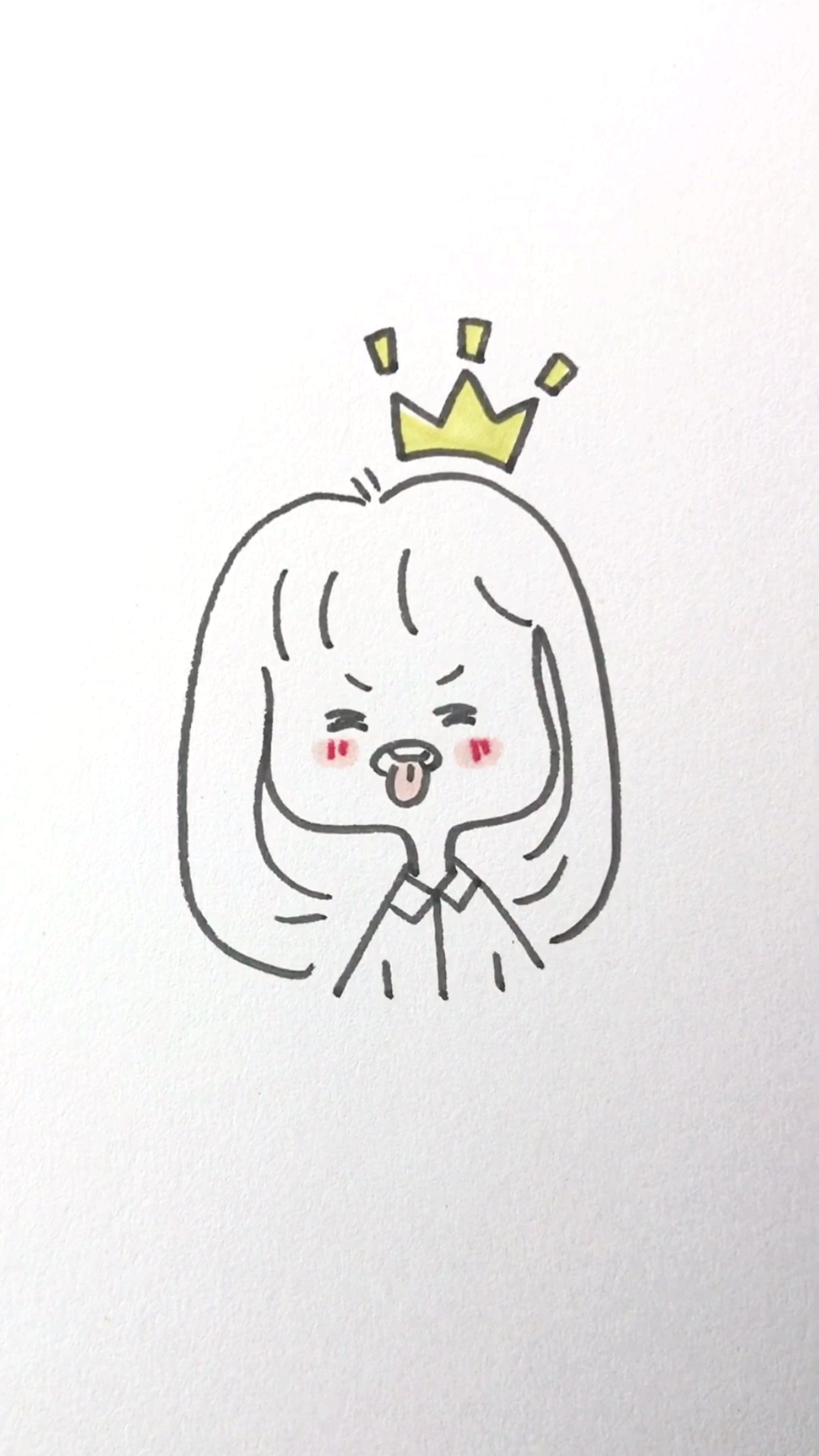 创意简笔画#做鬼脸的小女孩,喜欢吗?