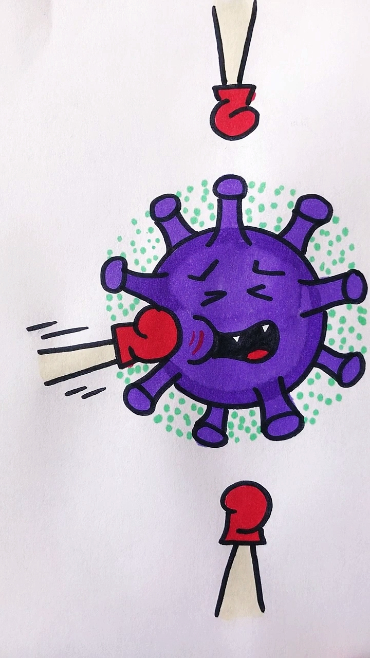 创意简笔画#打倒病毒