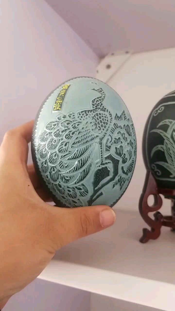 澳洲鸸鹋蛋雕 梅兰竹菊