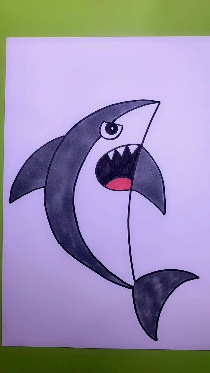 画画原来如此简单#c画大鲨鱼