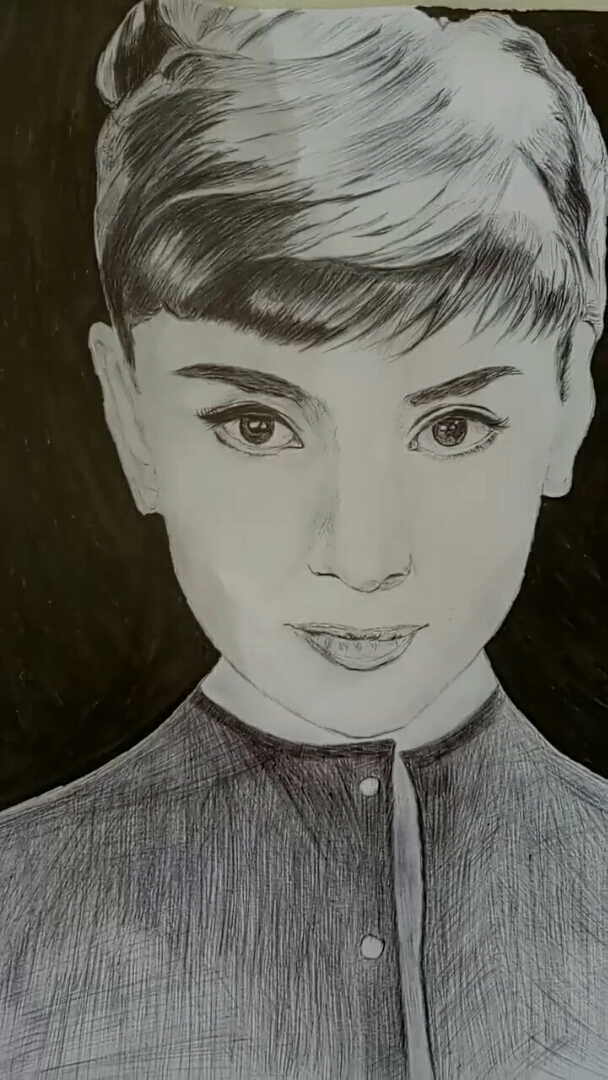 优秀如我#原创圆珠笔画奥黛尔赫本