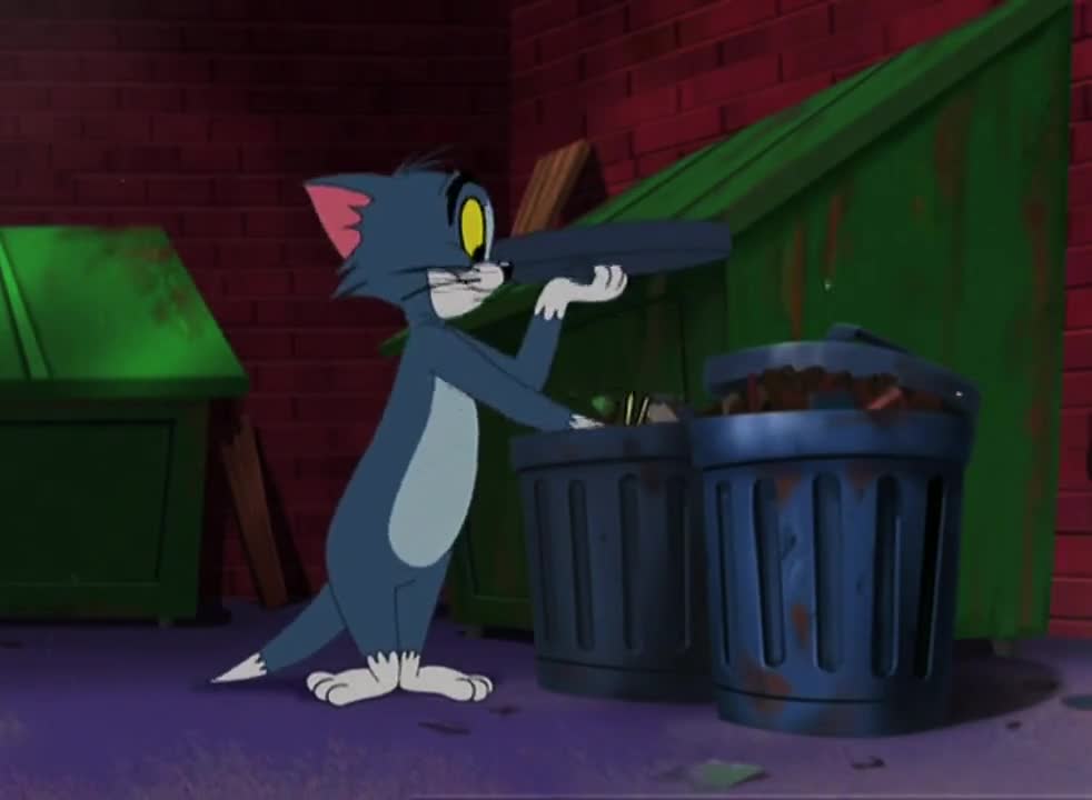 猫和老鼠#"汤姆翻在垃圾箱找出的遇到香肠店老板是什么体验"