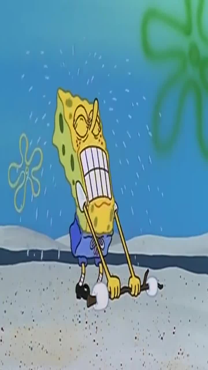 海绵宝宝:海绵宝宝举棉花糖太用力,竟把裤子撑破了!