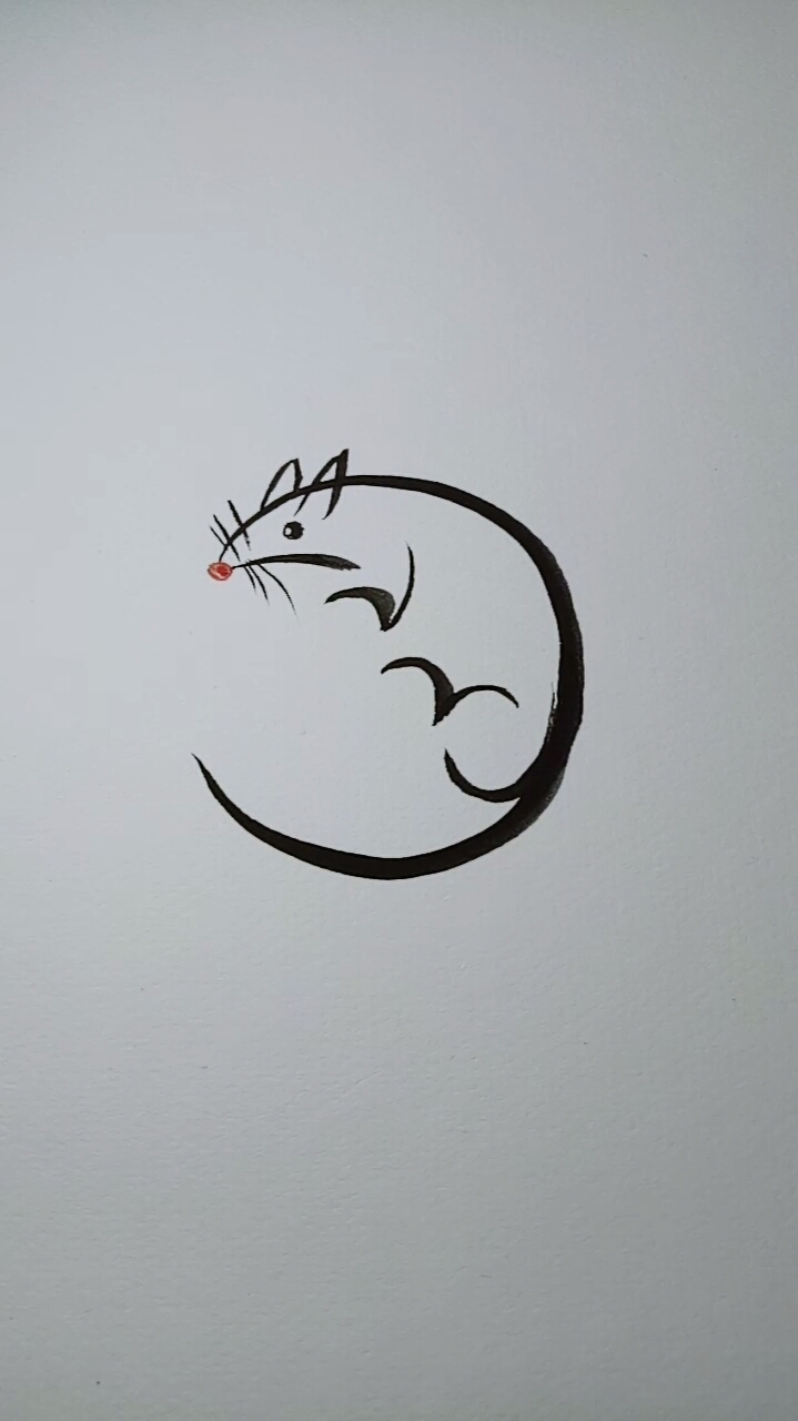 一看就会的白描画#只需画几笔就出来一只鼠