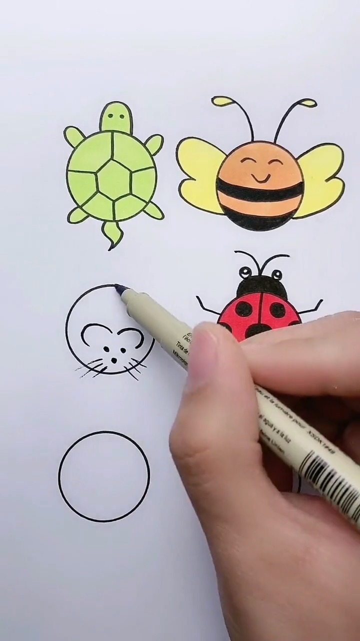 简笔画#圆圈画小动物,超级简单容易上手