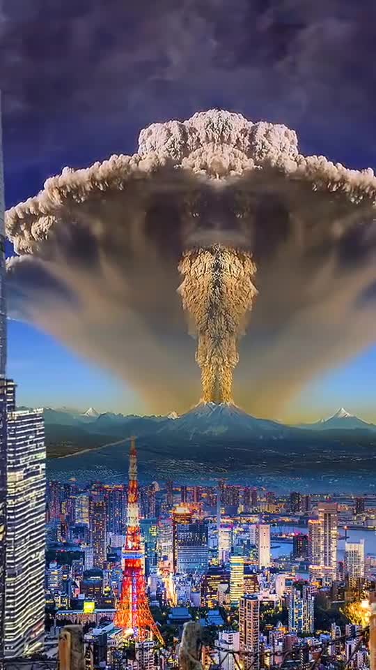 东京富士山爆发图片