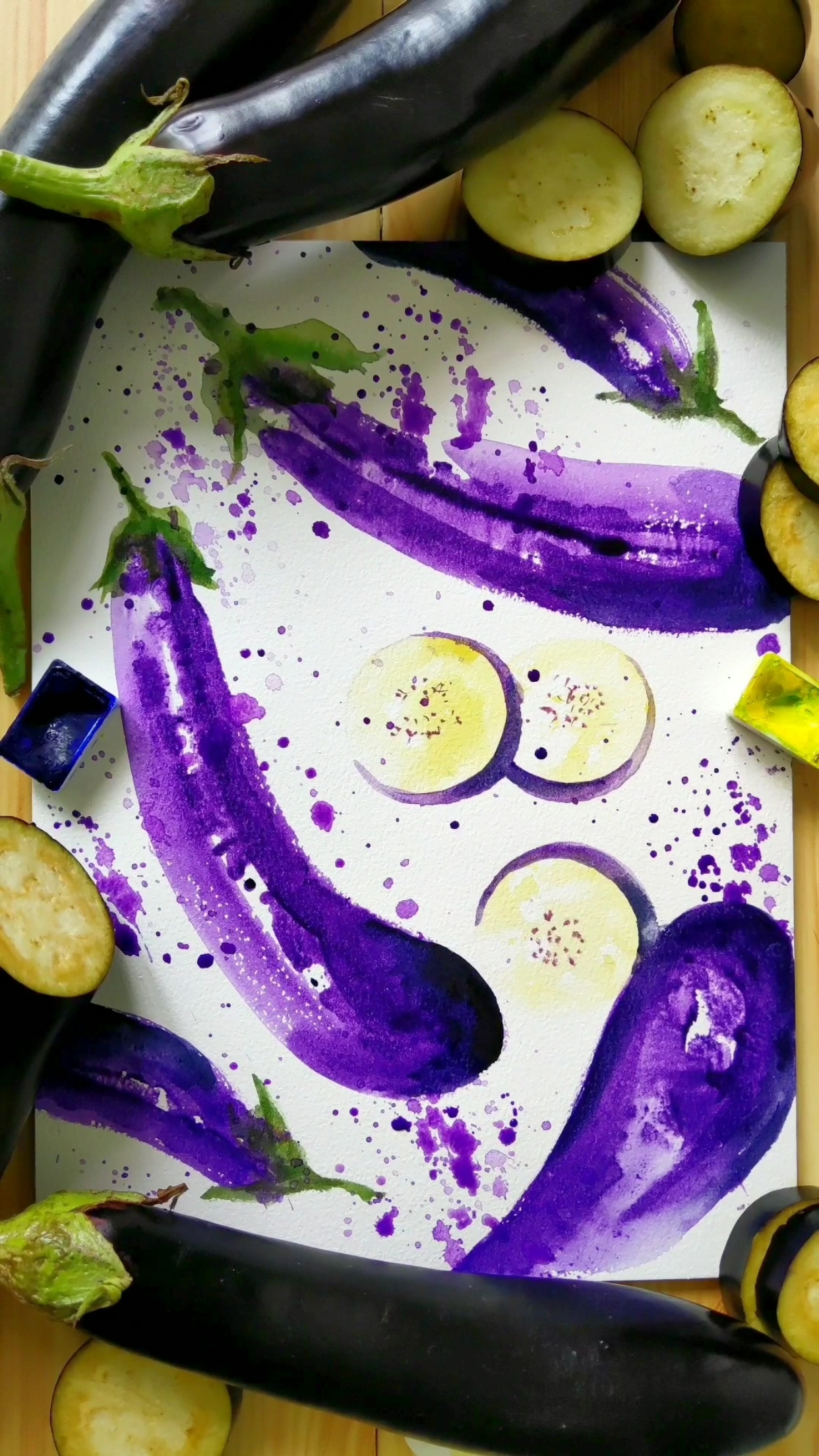 画画原来如此简单#紫茄子画水彩画!