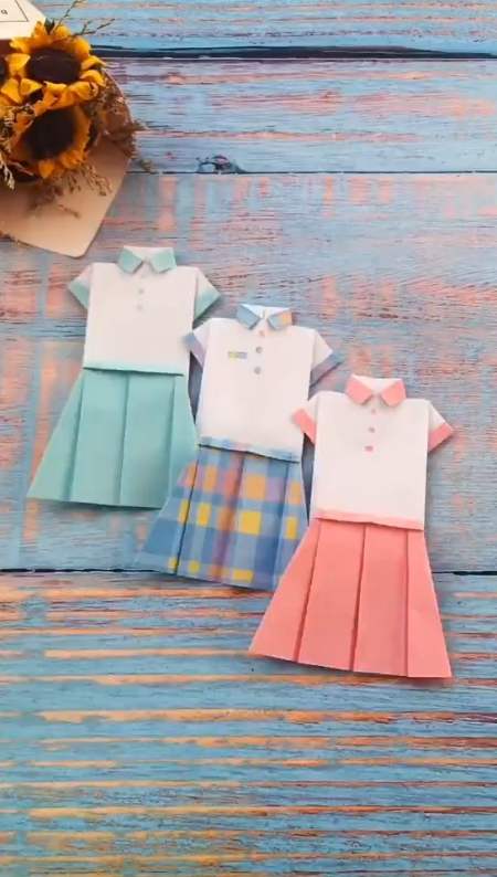 折纸教程|折纸衣服|高中校服,这样的校服让你穿你穿吗?-全民小视频
