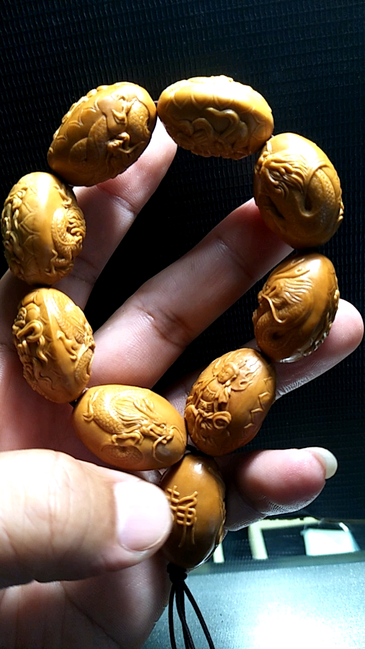 全民好物节#橄榄核雕万佛朝宗神龙护体手串九造山出品纯手工