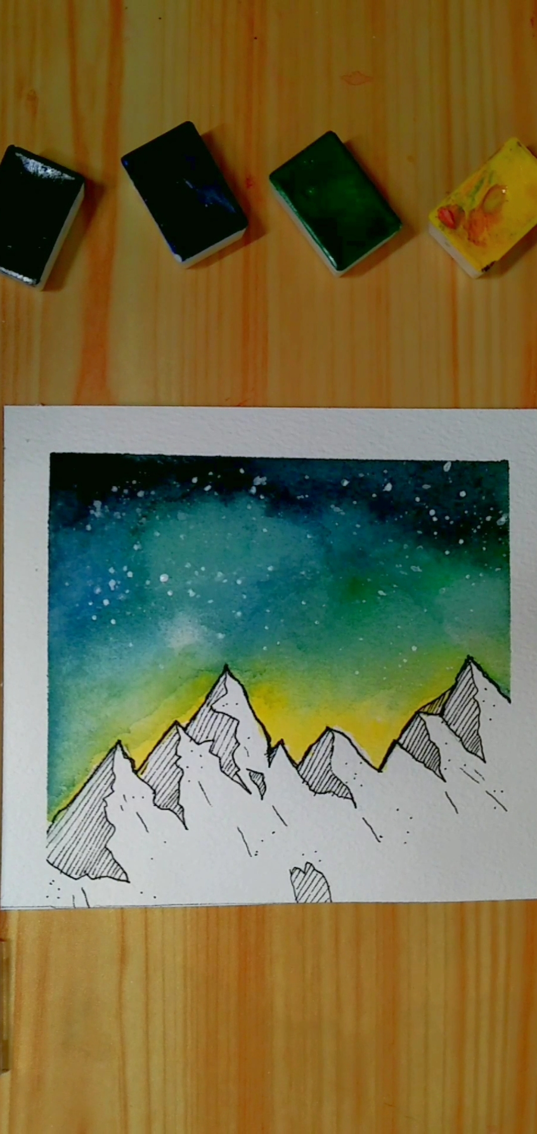 优秀如我#带你画极光雪山.