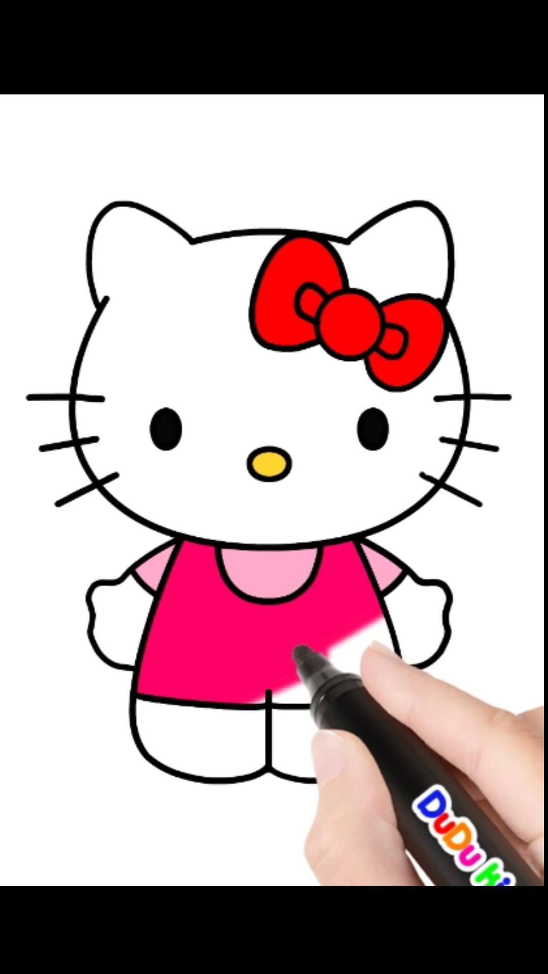 kitty猫简笔画彩色画法图片