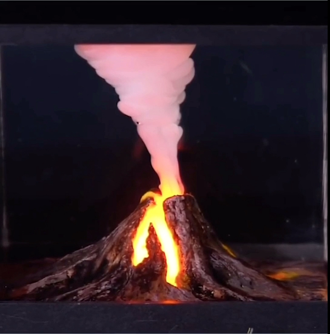 创意手工diy#火山喷发做成最美的灯,没有之一,结局更美,小夜灯手 