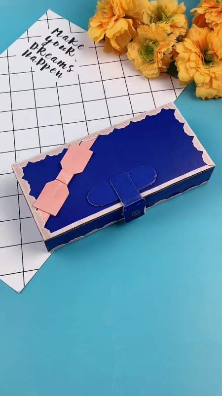 手工折纸#酸奶盒秒变文具盒,超漂亮的